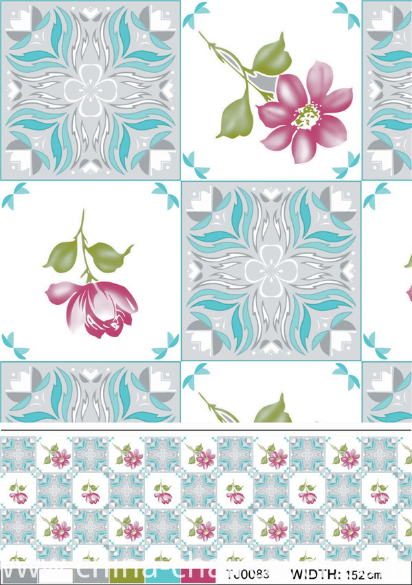 Square Shape PVC Printed Pattern Tablecloth with Backside